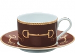 Cheval Chestnut Brown Tea Cup and Saucer 8 Ounces

